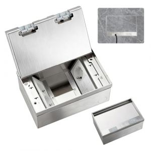 Prise de Sol Encastrée au Sol, Prise Cachée Plate Encastrée 4000W/16A avec 3 Prises EU+2 RJ45, AC 250V Prise de Courant Encastrée Étanche en Acier Inoxydable pour Maison, Hôtel, école (Tenvethink, neuf)