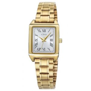CIVO Montre Femme Rectangulaire Classique: Cadran Petit avec Indices Romains - Acier Inoxydable Bracelet Doré Étanche Montres Quartz Élégante Cadeau (CIVO Direct-FR, neuf)