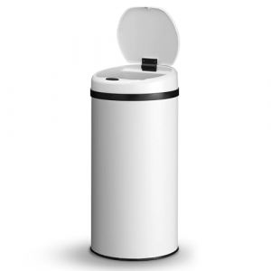 Juskys poubelle automatique avec capteur de 40 L - poubelle électrique, détecteur de mouvement, couvercle automatique, étanche, bague de serrage, cuisine - blanc (Juskys Gruppe GmbH, neuf)