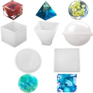 Welhammsae Moulle Silicone Resine Epoxy, Moule Silicone Résine avec Sphère, Cube, Pyramide, Carré, Rond, pour La Fabrication Artisanale de Résine (OrangeBeautyOfficial, neuf)
