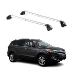 Barres de Toit transversales Compatible avec Ford Kuga 2013-2020 5P Gris Argent&eacute; 2X (omacfrance, neuf)