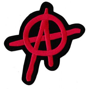 Patche &eacute;cusson Anarchie rouge symbole anarchiste punk patch brod&eacute; thermocollant (Naga.Hitam, neuf)