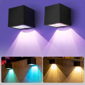 Applique Murale Solaire Extérieure, 2Pack Lampes Solaires pour Jardin Extérieur avec 2 Modes d'Éclairage, Applique Murale Étanche IP65 Lampes Solaires Lampe de Clôture pour Mur Patio Jardin Clôtures (Xisheng Shop, neuf)