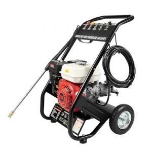 Nettoyeur haute pression à essence professionnel 6,5 CV 4900 W - Moteur à essence - Haute pression de travail 190 bar - Nettoyeur de voiture et de terrasse - Avec pistolet pulvérisateur puissant - 5 (McoMMon, neuf)