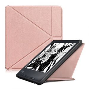 XFDSFDL&reg; &Eacute;tui pour Kobo Libra 2 (7 Pouces) Ultra Mince PU Cuir Housse Flip Coque Cass Motif avec Pliage Multiple Stand et Veille/R&eacute;veil Automatique Protection Cas, Or Rose (LingDan, neuf)