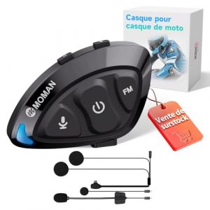 Moman &Eacute;couteurs Casque Moto-Ultra L&eacute;ger, RS-S Kit Main Libre Moto sans Fil Casque Scooter Haut-Parleurs Hi-FI R&eacute;duction du Bruit Radio FM/Bouton Adapt&eacute; aux Gants/IA Commande Vocale/IPX6 &Eacute;tanche (Moman PhotoGears, neuf)