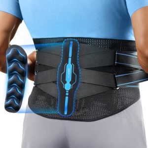AGPTEK Ceinture Lombaire, Ceinture de Soutien Dorsal Respirant avec Coussin 3D Ergonomique, Soulage les Douleurs Lombaires, Ceinture &agrave; Double Sangle R&eacute;glable pour Sport, Musculation, Homme/Femme, L (Dreameater, neuf)