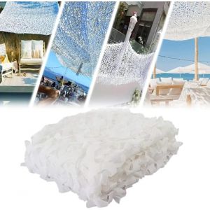 Filet Camouflage Renforcé Blanc,3x6m 4x5m 4x6m 6x10m Camouflage Militaire Oxford 210D,Voile Ombrage Camouflage pour Chasse DéCoration Camouflage Photographie AnimalièRe Terrasse Protection Jardin (WIHHLI, neuf)
