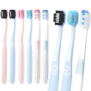 Oralphi Lot de 6 Brosses à Dents Souple,Poils Extra-Soft pour Gencives Sensibles - Charbon Actif & Ions Argent - Triple Couche Fil Dentaire | Brosses à Dents Medium Adulte-Élimination Plaque Profonde (Oralphi-FR, neuf)