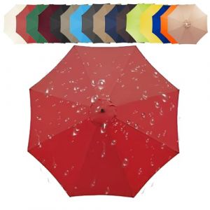 Toile De Rechange pour Parasol 200/250/270/300/350 CM + 6/8 Baleines Toile De Parasol Déporté, Auvent De Rechange pour Parasol De Terrasse(Red,8 Ribs: 350CM/11.5FT) (昌海商贸, neuf)