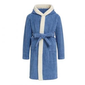 WYTbaby Robe de chambre en polaire &agrave; capuche pour filles, peignoir de bain pour enfants, doux et chaud, peignoir de bain unisexe en peluche pour enfants de 4 &agrave; 14 ans, bleu, 7-9 ans (WYTbaby-EU, neuf)