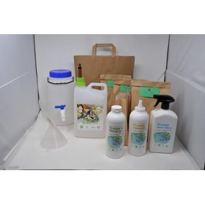 Lessive-Eco-Style&ndash;Kit fabrication Lessive &Poduits m&eacute;nag&eacute; Maison-lessive+Cr&egrave;me &agrave; r&eacute;curer+Produit vaisselle+Produit lave vitre-Cendre de bois&ndash;&Eacute;cologique&ndash;Ludique&ndash;&Eacute;conomique-Biod&eacute;gradable (Pomme Verte) (Eco-Style Nature, neuf)