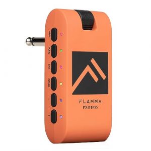 FLAMMA FX11 Amplificateur Casque Basse Portable - 28 Rythmes de Batterie, 7 Modes d'Ampli, 7 Effets Int&eacute;gr&eacute;s, 5 Couleurs Sonores - Bluetooth, USB, Enregistrement et Lecture Audio, OTG, Rechargeable&zwnj; (Encore Life, neuf)