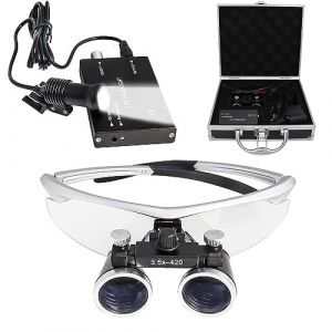Loupe dentaire,Loupe binoculaire,3.5X 420mm Loupes Chirurgicales Dentaires with LED Headlight, Utilisé en dentisterie, Chirurgie, bijoutier ou Passe Temps, Loupe Portable (Brand-2022-065971, neuf)