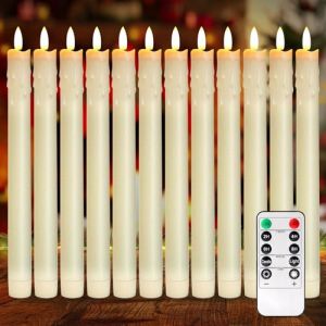 12 Pièces Bougies Bâton LED, Chandelle LED avec Fonction Minuterie et Télécommande, Bougies LED Flamme Vacillante, Lumière à Mèche 3D, Fonctionnant Sur Piles, pour Noël, Maison, Mariage et Fête (CEANNA, neuf)
