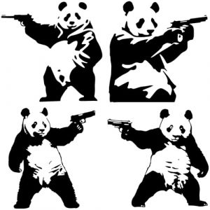 GORGECRAFT 4 Styles 4Pcs Noir Réfléchissant Panda Gangster Guns Autocollants de Pare Chocs de Voiture Bad Panda Graffiti Autocollant de Voiture Imperméable Pet Automobile Décor Extérieur Autocollants (GORGECRAFT FR, neuf)