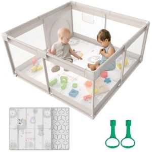 Cafolatt Parc Bébé, Modulable 120x120cm avec Matelas, Pliable pour Enfants 0-24 Mois - Aire de Jeu Sécurisée Maison, Tapis Anti-Dérapant Intérieur (EFFORT CHEF PRODUCTS LIMITED, neuf)