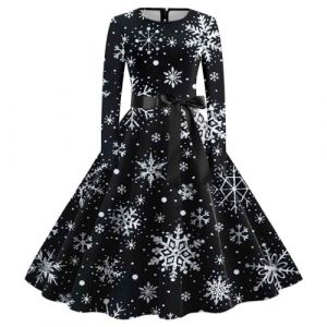 WVONIF Robe Noël Femme Grande Taille Robe De Noel Femme en Laine Imprimé Arbre de Noël Robe Mère Noël Robe Vintage Femme Années 50s 60s Robes de Soirée Cocktail Mariage Fête Déguisement De Père Noël (BAULMD（90% Big Promotion Without Discount Code ）, neuf)