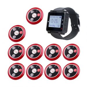 Retekess T128 Bipeur Restaurant, Syst&egrave;me D'appel, 3 Modes de Rappel, Longue Dur&eacute;e de Veille, pour Restaurant H&ocirc;tel Bar Caf&eacute;(1 Montre et 10 Boutons) (RetevisDirect, neuf)