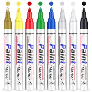 YYSHUS Marqueurs de peinture permanents - Crayons r&eacute;sistants &agrave; l'eau : 8 couleurs de vernis et stylos de peinture pour dessiner sur la pierre, le m&eacute;tal, le plastique, les tasses, le bois, la c&eacute;ramique (PHZ-EU, neuf)