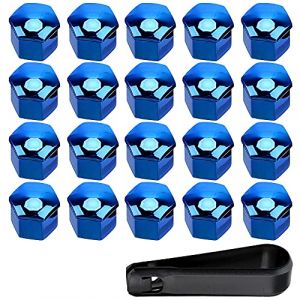 ETOPARS 20 Pièces 19mm Capuchon d'écrou de Roue de Voiture Cache-écrous Bouchon d'Écrou de Roue Couvre avec Ensemble Outil de Suppression Bleu (Rainbow185, neuf)