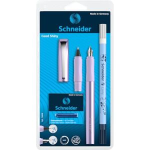 Schneider Ceod Shiny 74868 Kit d'&eacute;criture avec stylo, stylo roller, effaceur d'encre, pour droitiers et gauchers, plume M, avec cartouches d'encre bleu roi, violet (coseon-de, neuf)