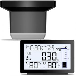 Pluviom&egrave;tre num&eacute;rique sans fil pour l'ext&eacute;rieur, auto-vidage pour l'ext&eacute;rieur, jauge de pluie &eacute;lectronique pour cour, jauge de pluie anti-gel avec thermom&egrave;tre, compteur de pluie &agrave; distance pour jardin (Fast Media Ships From USA, neuf)