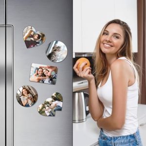 Magnet Frigo Personnalisable Aimant Frigo Cadre Photo Personnalisé Magnet Bild, Kühlschrank Personalizzato de Réfrigérateur Armoires Bureau Casiers pour Photos Cadeau Original (Lot de 2) (rongxiaohui, neuf)