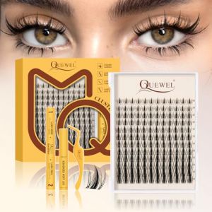 QUEWEL Manga Lashes, 144PCS, 10-18MM, extension de cils &agrave; faire soi-m&ecirc;me avec colle, pince &agrave; &eacute;piler et dissolvant, kit d'extension de cils pour un usage quotidien et les f&ecirc;tes (Kit F&eacute;e B) (Quewel Lash, neuf)