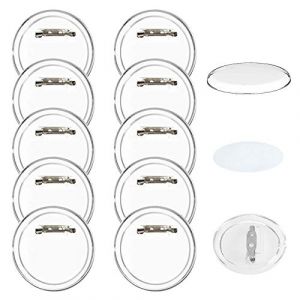 FOGAWA 30pcs Faire ses Badges Personnalisés 60mm avec épingle Badge Épingle Acrylique avec Papier à Dessiner Vide Badge Pins pour Badges Personnalisés DIY (FJSMEU, neuf)
