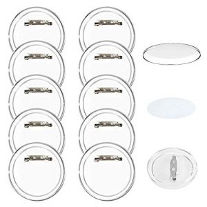 FOGAWA 30pcs Faire Ses Badges Personnalisés 60mm avec épingle Badge Épingle Acrylique avec Papier à Dessiner Vide Badge Pins pour Badges Personnalisés DIY (FJSMEU, neuf)