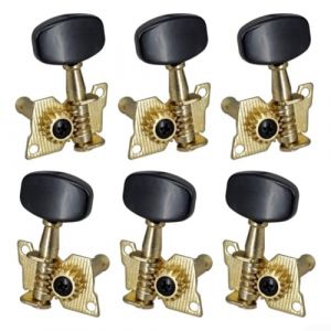 Lot de 6 mécaniques à engrenage ouvert pour guitare folk acoustique (3L3R Noir) (Getrichtag, neuf)