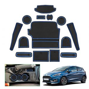 GAFAT Ford Fiesta St MK8 2017-2023 2024 Tapis Antid&eacute;rapants en Caoutchouc, Fiesta MK8 Console Centrale Porte-Gobelet, Tapis Rangemen, Tapis Couture de Porte (Bleu) (GAFAT(EU), neuf)