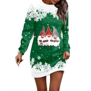 Robe Mère Noël Femme Bonhomme de Neige Robe Soirée Noel Robes de Cocktail Casual Party Soirée Vintage Année 50s Pin-Up Rockabilly Swing Robes à Pois Déguisement Sexy Noel (c-Green, XXL) (BAULMD（90% Big Promotion Without Discount Code ）, neuf)