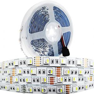 Tesfish Ruban LED 12V, 4 en 1, RGBW RGB + Blanc 6000K 5M Couleurs Mélangées Bande SMD 5050 IP20 300 LEDs Bande Lumineuse pour Chambre, Décoration de Cuisine (Newjack, neuf)