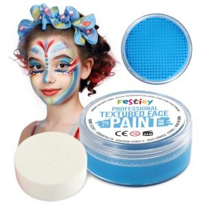 Festicy Peinture Bleue pour Visage I 20g avec Éponge | Certifié EN 71-3 & Reach | Maquillage Carnaval Fille I Deguisement enfant I Pour costume reine des neiges I Maquillage carnaval pour visage (Consantra, neuf)