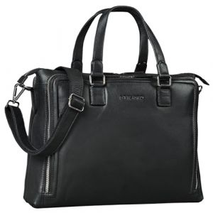 STILORD 'Claire' Sac Business Femme en Cuir Véritable 15 Pouces | Cartable | Sacoche pour Ordinateur Portable DIN A4 | Sac à Bandoulière et à Main pour Bureau, Couleur:Noir (STILORD Cuir, neuf)