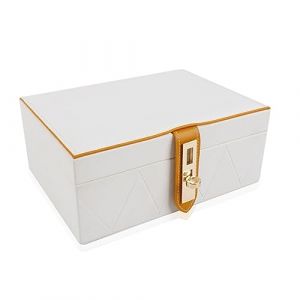 Organisateur de Stockage de Maquillage Boîte à bijoux multifonctionnelle créative de mode avec serrure et miroir boîte de rangement de bijoux couleur noir et blanc en option Organisateur de Maquillage (sunyanxuefafa, neuf)