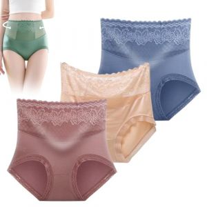 J'adore la culotte de soutien-gorge Jessie,Lacyfit-culotte Hiplift taille haute confort soyeux,Culotte sexy en dentelle taille haute grande taille pour rehausser les fesses (M,3 pièces-e) (gouxuanshangmao, neuf)