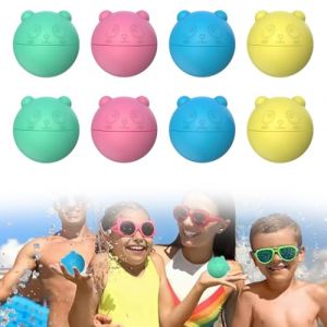 Bombe a eau réutilisable, 8Pcs Bombe à Eau Réutilisable, Ballon d'eau en Silicone, Jouet d'extérieur, Fête d'été à la Piscine, Piscine (WU ZHISHUN DE DIAN, neuf)