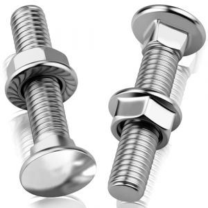 ddckj Lot de 25 Boulon Tete Ronde Collet Carr&eacute; M6 &times; 50 Boulons de Carrosserie avec &Eacute;crou Hexagonal &agrave; Bride pour Bricolage, Automobile et Charpente M&eacute;tallique (YC-STORE, neuf)