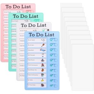 Binnan 4 Pièces Tableaux de Tâches à Faire pour Enfants, Tableau de Liste de Contrôle, Tableau Memo Checklist avec 10 Feuilles de Papier Vierge, Memo Plastic Board pour Enfants Adultes (Ancolier Trade, neuf)