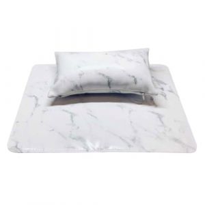 Garneck Coussin Repose-Main Pliable pour Manucure Ensemble 2 Pi&egrave;ces en Similimarbre Blanc Accessoire Salon de Nail Art pour Confort du Poignet et Protection du Plan de Travail (Eerstra, neuf)