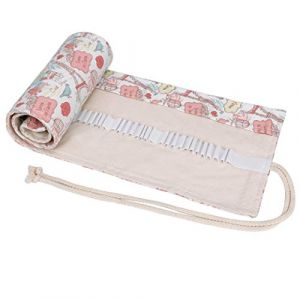 MengH-SHOP Sac a Crayon de Toile 72 Trous Pochette pour Crayons Trousse de Crayons de Couleurs Sac Multi-usages Rouleau &Eacute;tui &agrave; Crayons pour Artiste &Eacute;colier (Style de Tour de Fer) (Huaxh, neuf)