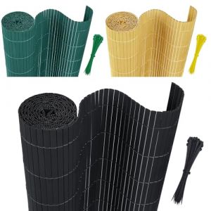 AufuN Brise-vue en PVC - 80 x 300 cm - Avec serre-câbles - Brise-vue standard en bambou - Protection contre le vent - Pour jardin, balcon et terrasse - Structure en W - Lamelles renforcées - (LYLYLYY, neuf)