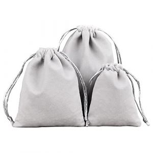 Lot de 6 sachets en velours pour bijoux - Petits sacs en tissu avec cordon de serrage - 13 x 18 cm - Gris clair (Ruiyifeng, neuf)