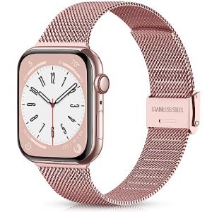 Ouwegaga Bracelet Compatible Avec Apple Watch 38mm 40mm 41mm 42mm 44mm 45mm, Métallique Pour iWatch Séries 9 8 7 6 5 4 3 2 1 SE Ultra 2, 38mm/40mm/41mm Or Rose (OUWEI Direct-EU, neuf)