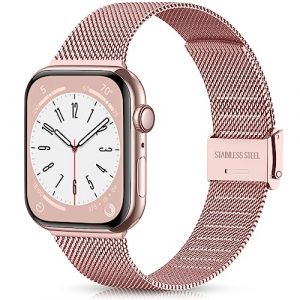 Ouwegaga Bracelet Compatible avec Bracelet Apple Watch 38mm 40mm 41mm 42mm 44mm 45mm, Bracelet Métallique Compatible avec iWatch Bracelet Séries 9 8 7 6 5 4 3 2 1 SE Ultra 2, 38mm/40mm/41mm Or Rose (OUWEI Direct-EU, neuf)