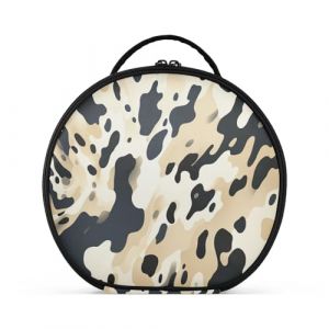 Motif Imprimé Vache Art Marron Créativité Trousse Sac Cosmétique Circulaire de Maquillage Pochette Sacs avec Cloisons Amovibles pour Voyage Filles (HULAHULA, neuf)