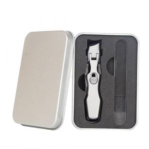 Ensemble de coupe-ongles coudés - Kit de coupe-ongles - Avec boîtier en fer et lime à ongles en verre - Kit de soin des ongles en acier inoxydable Holdes (azurely, neuf)